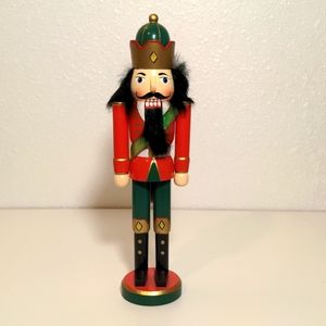 Nutcracker holiday Christmas gift wood red green gold used